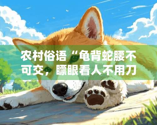 农村俗语“龟背蛇腰不可交，瞟眼看人不用刀”，是什么意思？说得有道理吗？