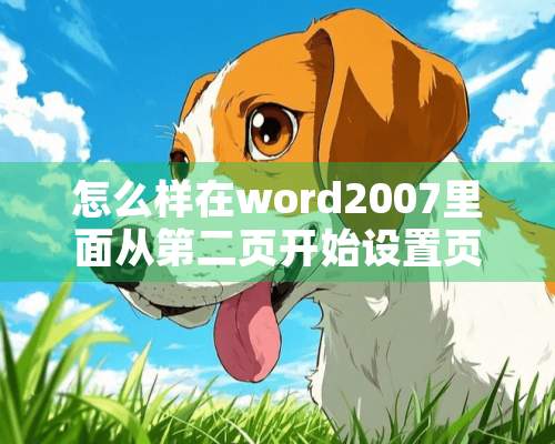 怎么样在word2007里面从第二页开始设置页码？